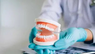 Retained facial structure and features Dentures